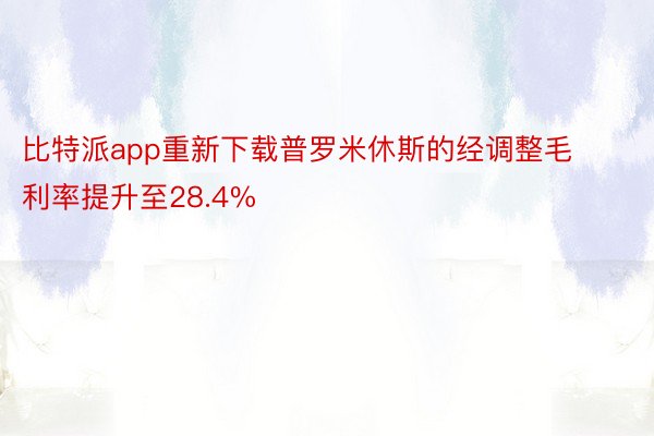 比特派app重新下载普罗米休斯的经调整毛利率提升至28.4%